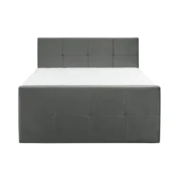 Boxspring met opbergruimte en voetbord Liv geblokt - grijs - 180x200cm