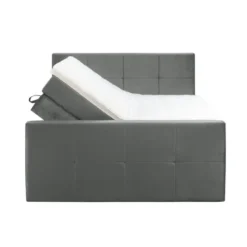 Boxspring met opbergruimte en voetbord Liv geblokt - grijs - 180x200cm