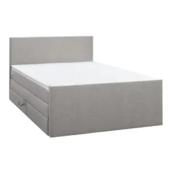 Boxspring met opbergruimte en voetbord Liv egaal - lichtgrijs - 180x200cm