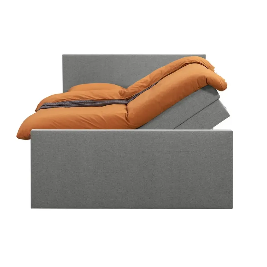Boxspring met opbergruimte en voetbord Liv egaal - lichtgrijs - 180x200cm