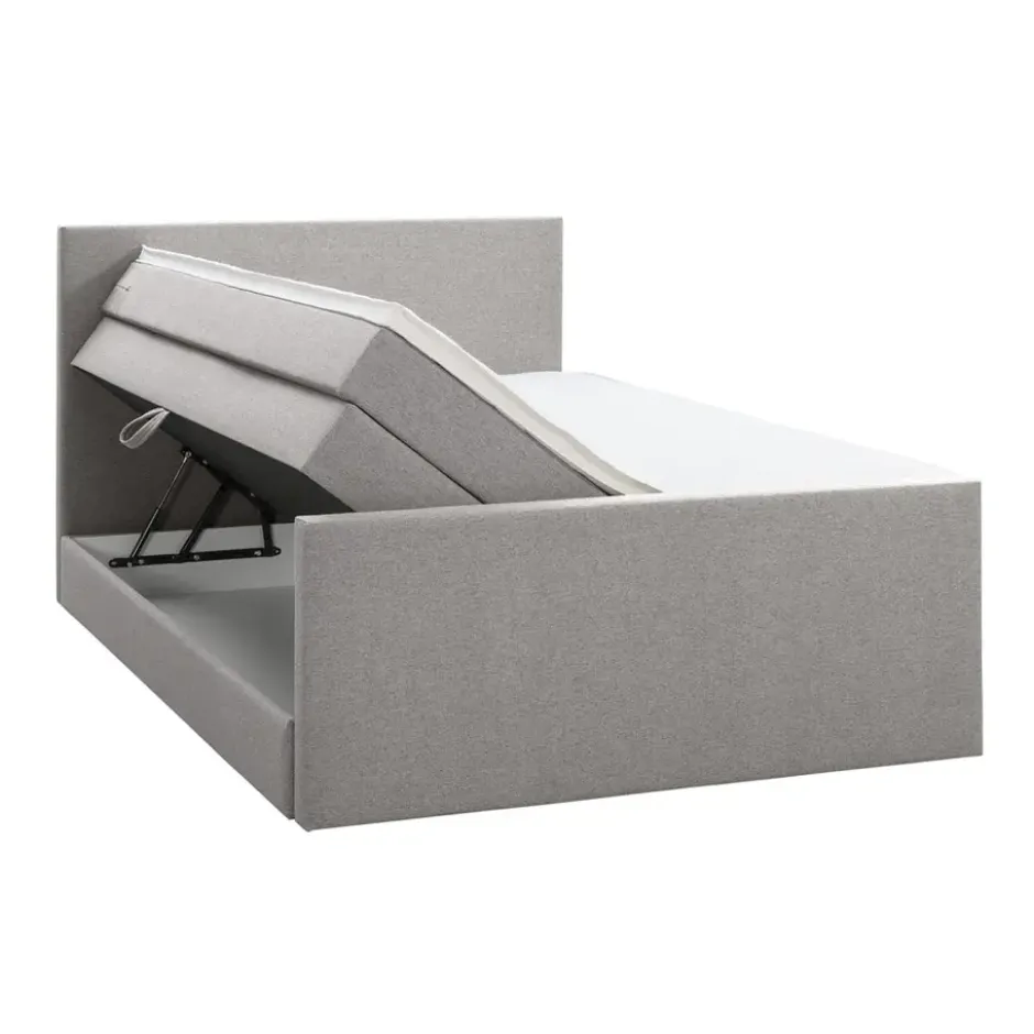 Boxspring met opbergruimte en voetbord Liv egaal - lichtgrijs - 180x200cm