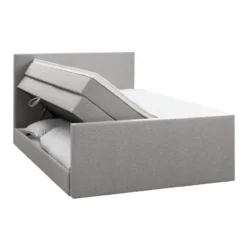 Boxspring met opbergruimte en voetbord Liv egaal - lichtgrijs - 180x200cm