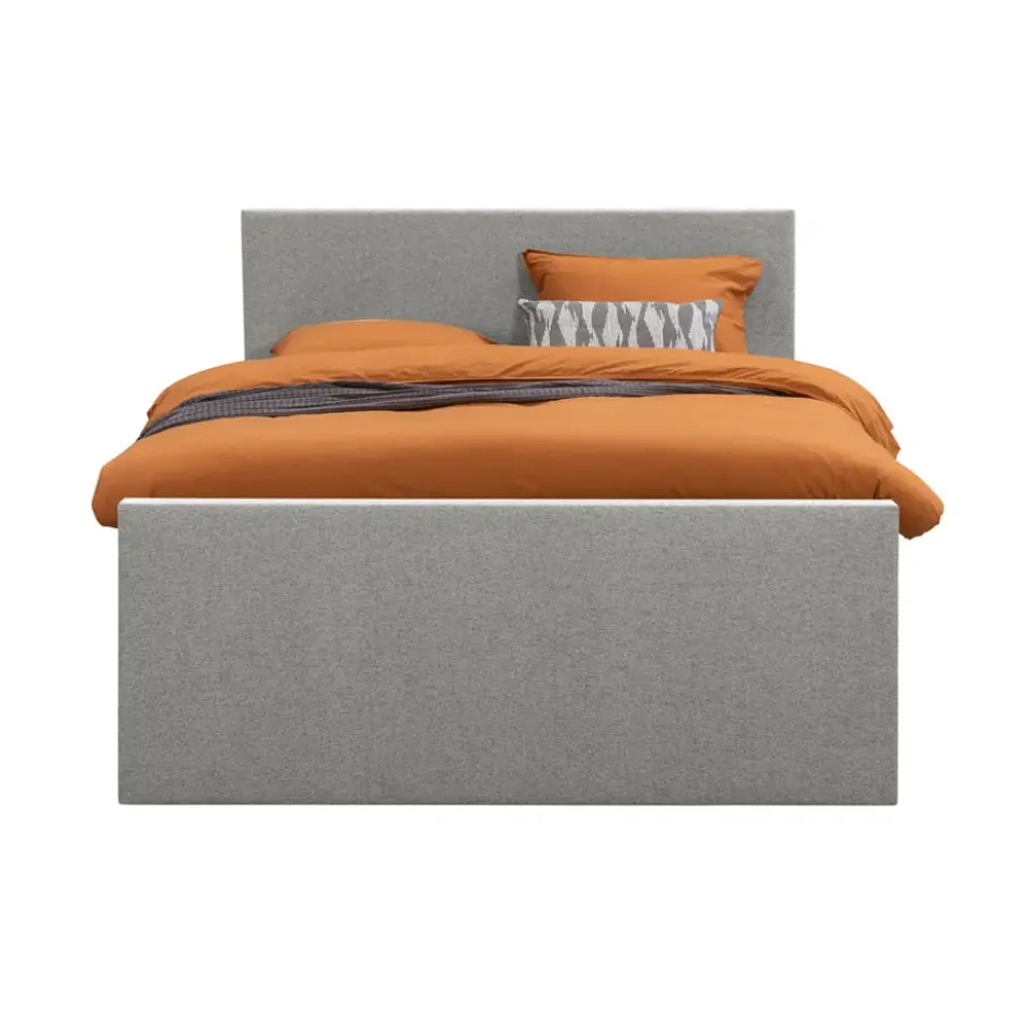 Boxspring met opbergruimte en voetbord Liv egaal - lichtgrijs - 180x200cm