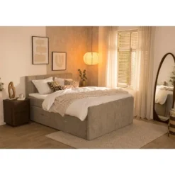 Boxspring met opbergruimte Kanso - taupe - 160x200 cm