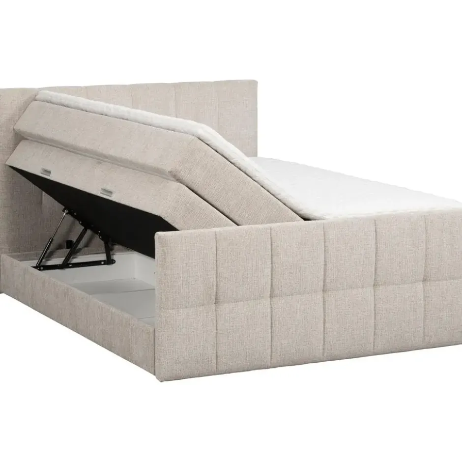 Boxspring met opbergruimte Kanso - taupe - 180x200 cm