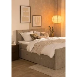 Boxspring met opbergruimte Kanso - taupe - 140x200 cm
