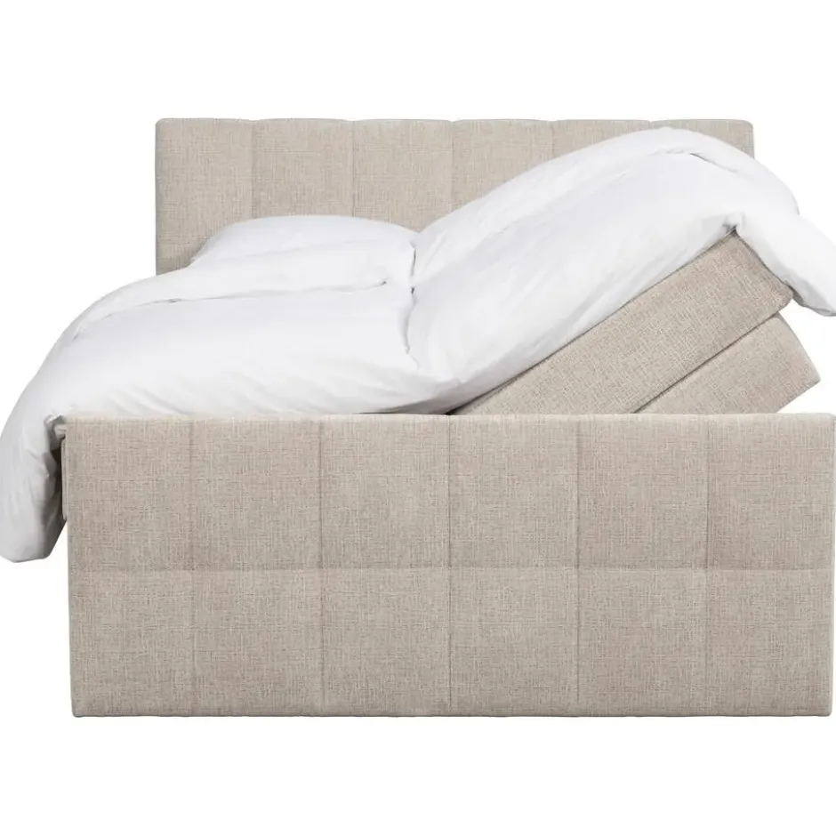 Boxspring met opbergruimte Kanso - taupe - 140x200 cm