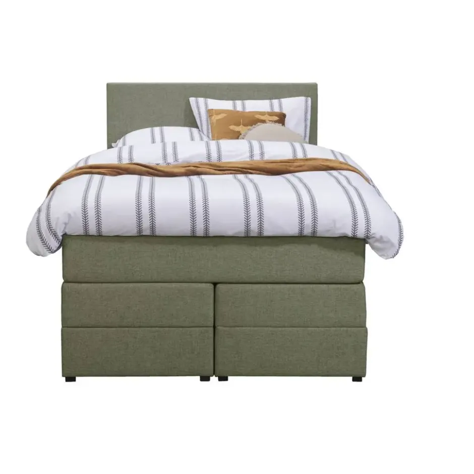 Boxspring met opbergruimte Liv egaal - groen - 120x200 cm