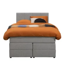 Boxspring met opbergruimte Liv geblokt - lichtgrijs - 120x200 cm