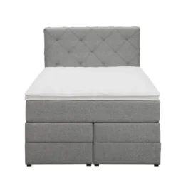 Boxspring met opbergruimte Liv geruit - lichtgrijs - 120x200 cm