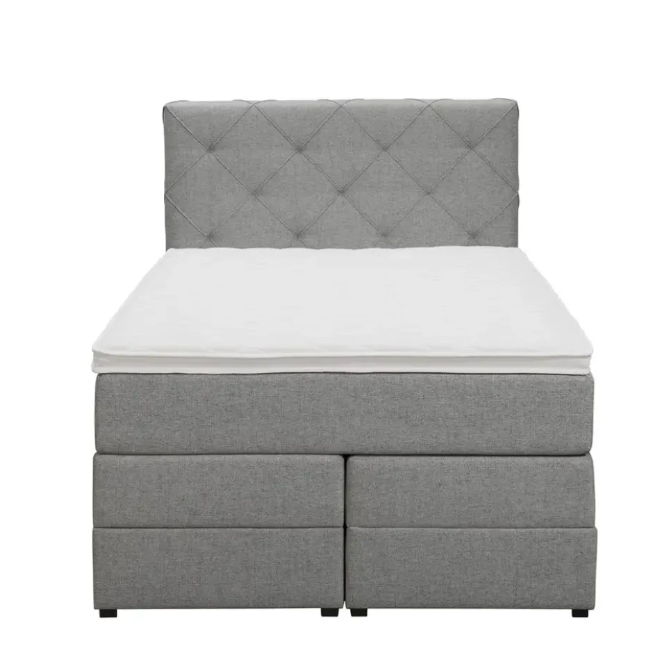 Boxspring met opbergruimte Liv geruit - lichtgrijs - 120x200 cm
