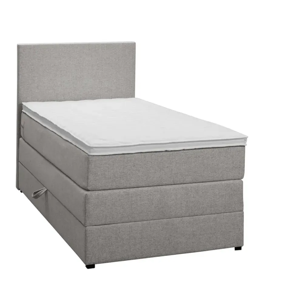 Boxspring met opbergruimte Liv egaal - lichtgrijs - 90x200 cm