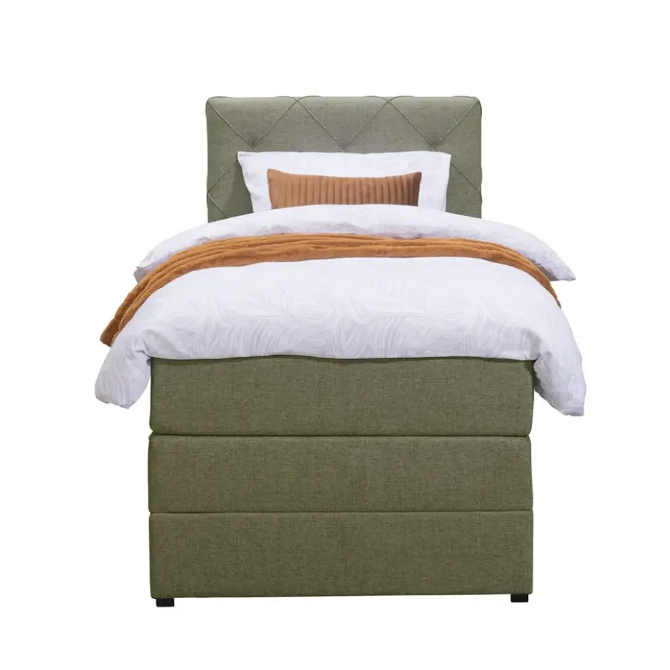 Boxspring met opbergruimte Liv geruit - groen - 90x200 cm