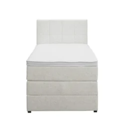 Boxspring met opbergruimte Liv geblokt - ecru - 90x200 cm