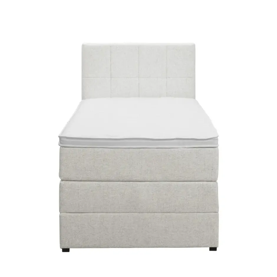 Boxspring met opbergruimte Liv geblokt - ecru - 90x200 cm