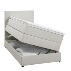 Boxspring met opbergruimte Liv egaal - ecru - 90x200 cm