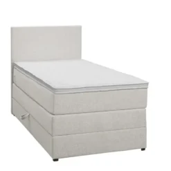 Boxspring met opbergruimte Liv egaal - ecru - 90x200 cm