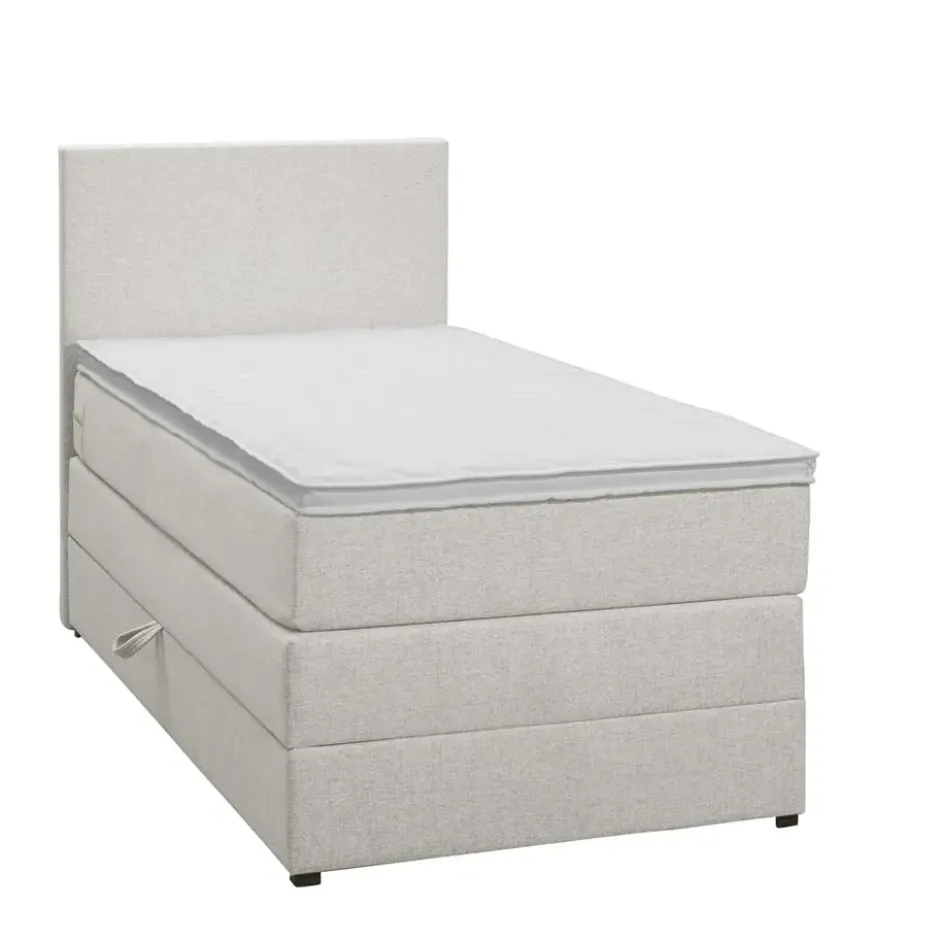 Boxspring met opbergruimte Liv egaal - ecru - 90x200 cm