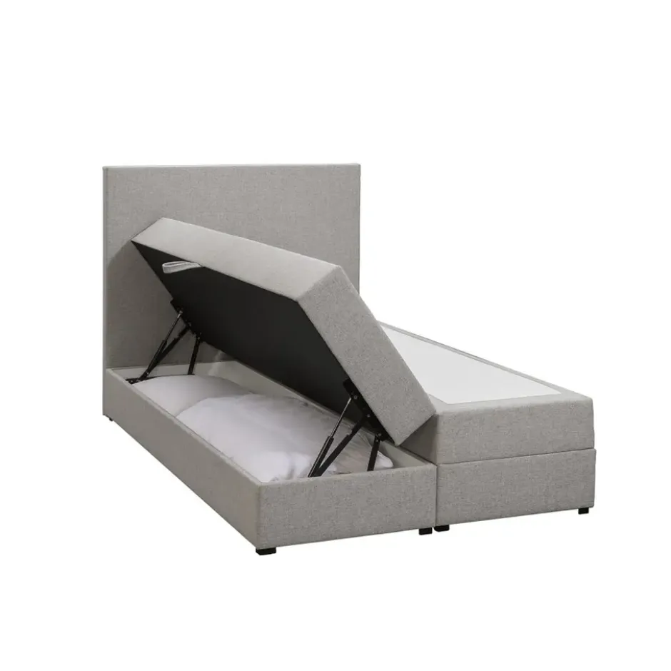 Boxspring met opbergruimte Liv egaal - lichtgrijs - 120x200 cm