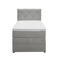 Boxspring met opbergruimte Liv geruit - lichtgrijs - 90x200 cm