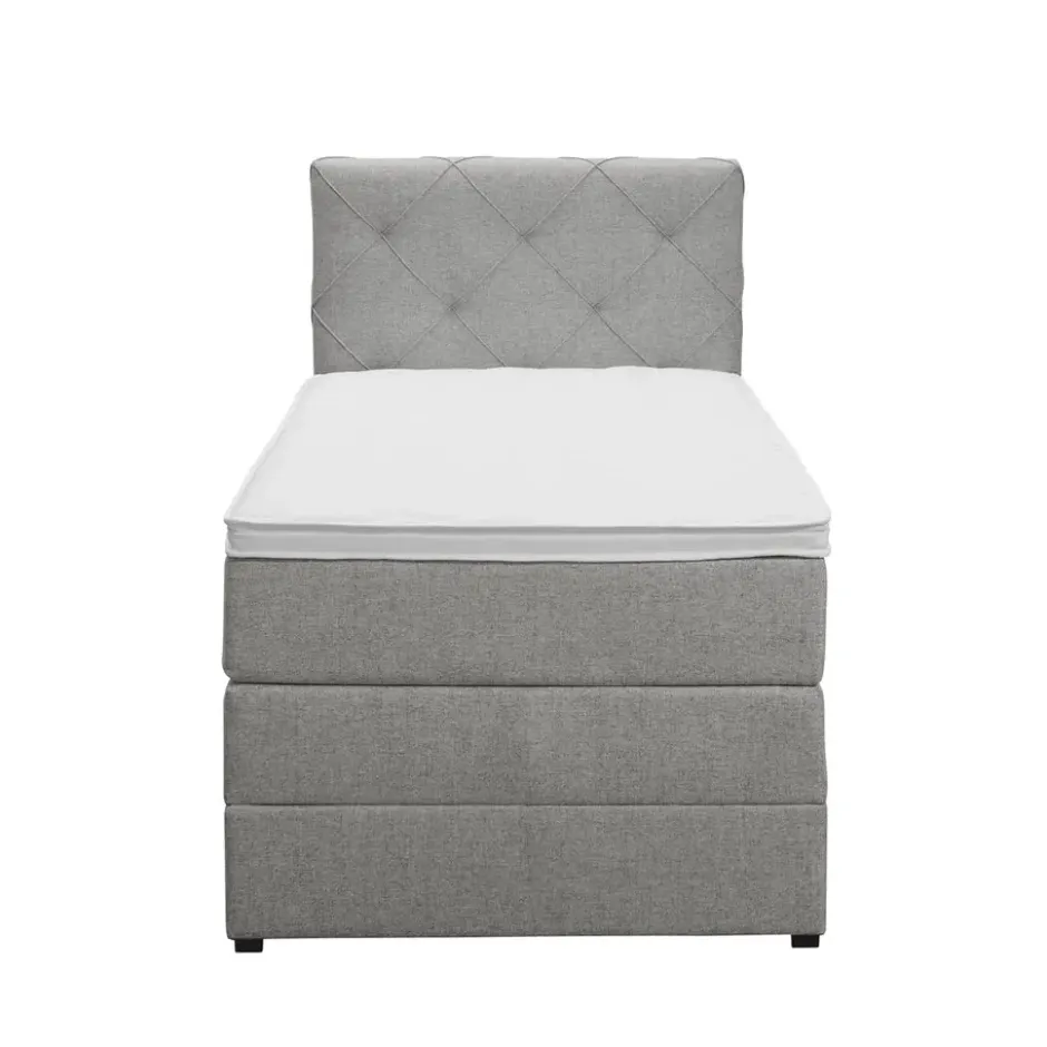 Boxspring met opbergruimte Liv geruit - lichtgrijs - 90x200 cm