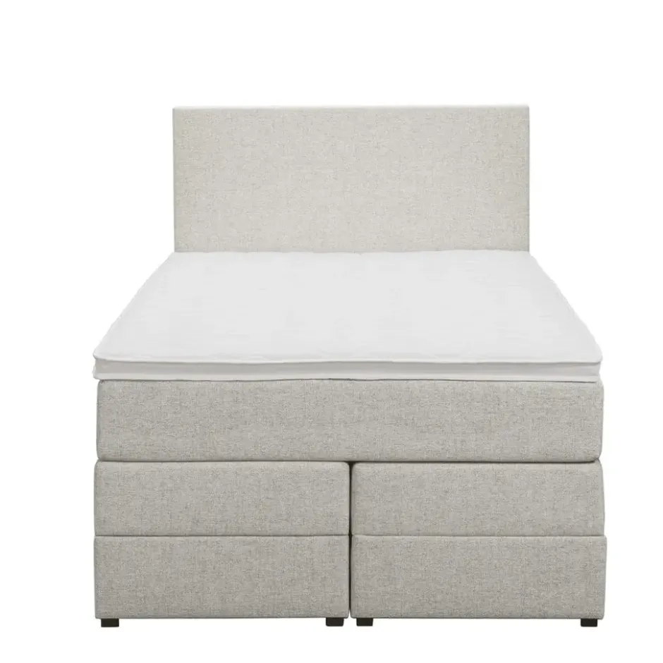 Boxspring met opbergruimte Liv egaal - ecru - 120x200 cm