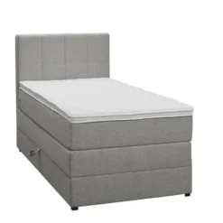 Boxspring met opbergruimte Liv geblokt - lichtgrijs - 90x200 cm