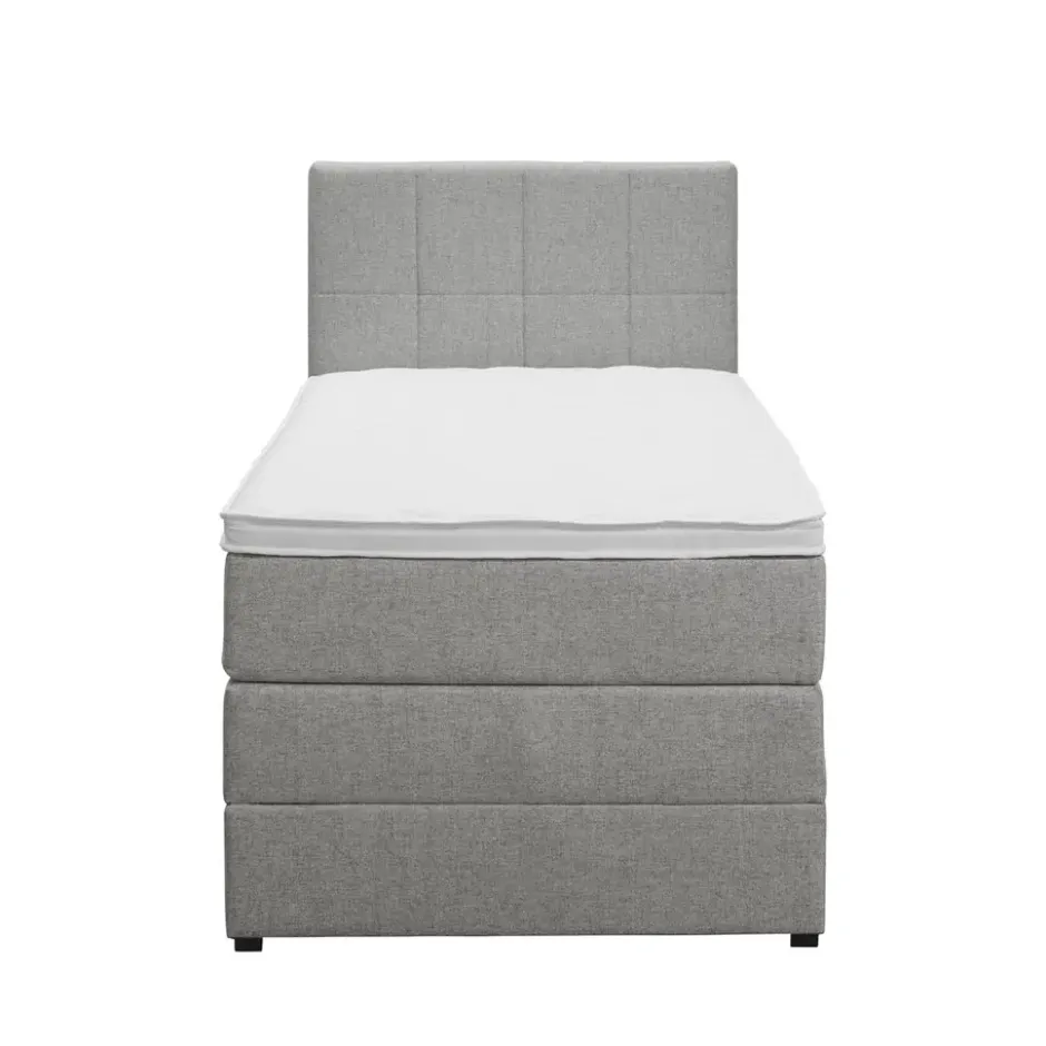 Boxspring met opbergruimte Liv geblokt - lichtgrijs - 90x200 cm
