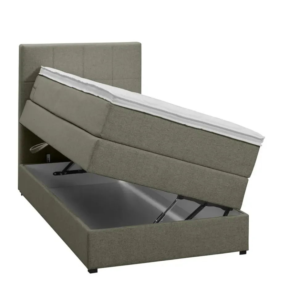 Boxspring met opbergruimte Liv geblokt - groen - 90x200 cm