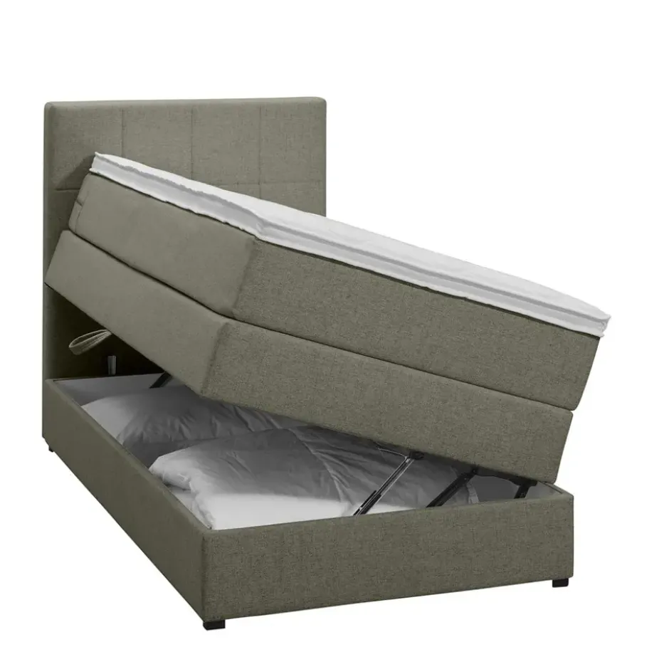 Boxspring met opbergruimte Liv geblokt - groen - 90x200 cm