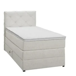 Boxspring met opbergruimte Liv geruit - ecru - 90x200 cm