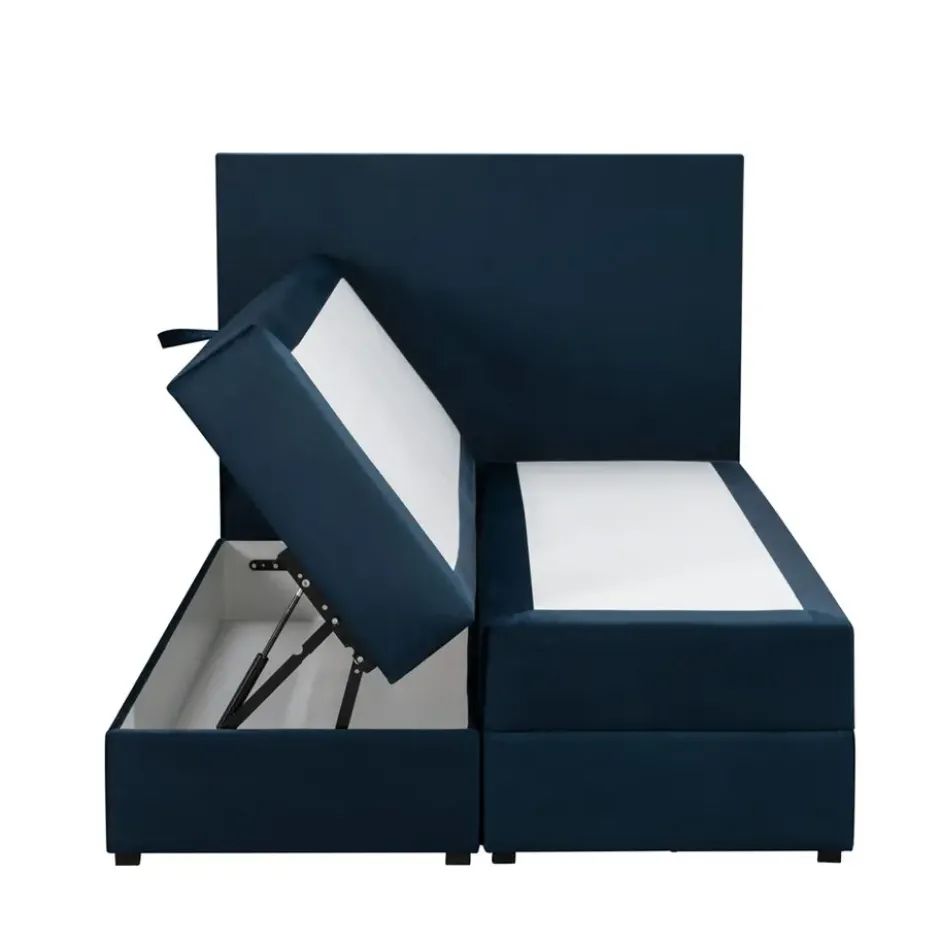 Boxspring met opbergruimte Liv egaal - blauw - 120x200 cm