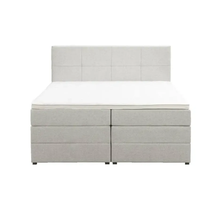 Boxspring met opbergruimte Liv geblokt - ecru - 160x200 cm