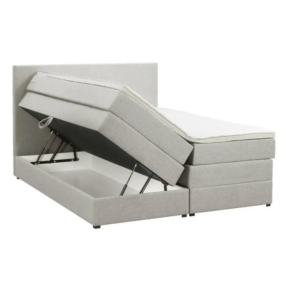 Boxspring met opbergruimte Liv egaal - ecru - 180x200 cm