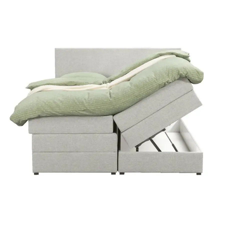 Boxspring met opbergruimte Liv egaal - ecru - 180x200 cm