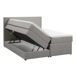Boxspring met opbergruimte Liv egaal - lichtgrijs - 140x200 cm