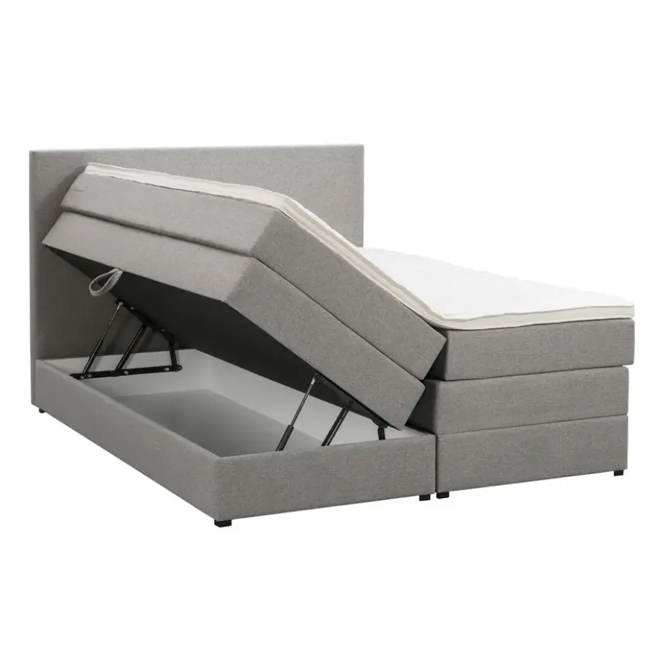 Boxspring met opbergruimte Liv egaal - lichtgrijs - 140x200 cm