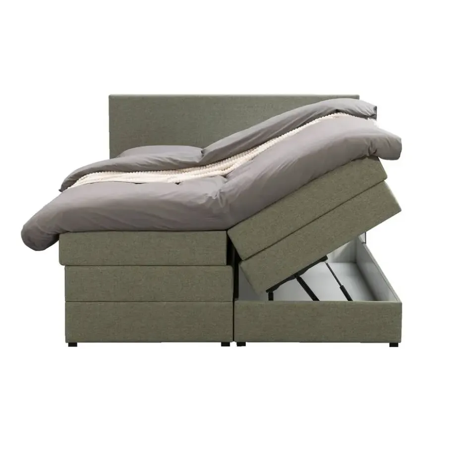Boxspring met opbergruimte Liv egaal - groen - 160x200 cm
