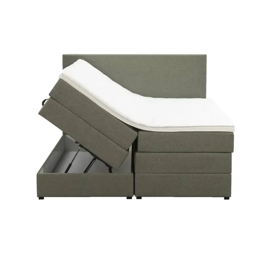 Boxspring met opbergruimte Liv egaal - groen - 160x200 cm