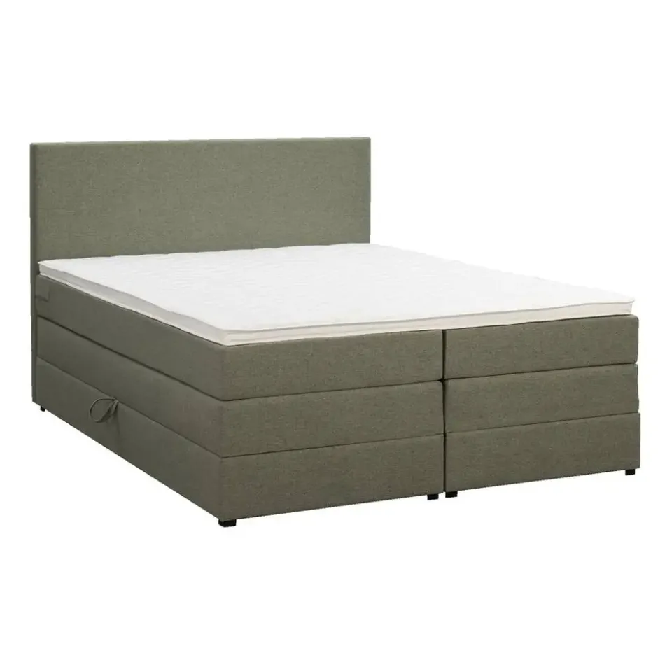 Boxspring met opbergruimte Liv egaal - groen - 160x200 cm