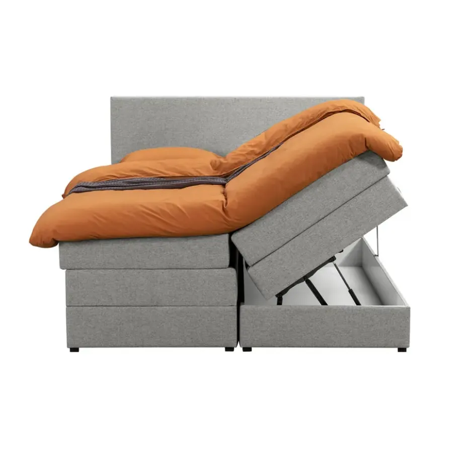 Boxspring met opbergruimte Liv egaal - lichtgrijs - 160x200 cm