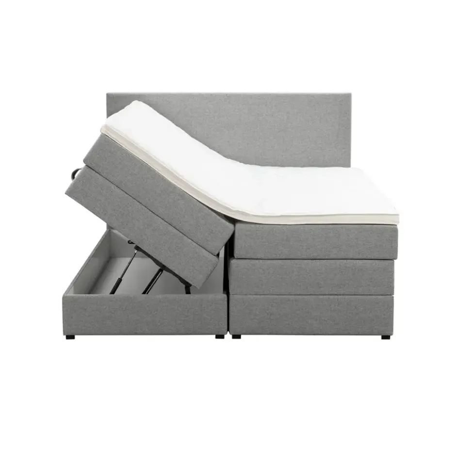 Boxspring met opbergruimte Liv egaal - lichtgrijs - 160x200 cm