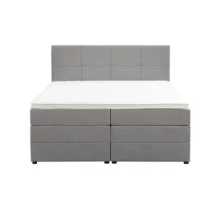 Boxspring met opbergruimte Liv geblokt - lichtgrijs - 160x200 cm