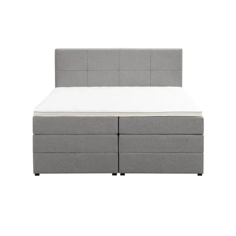 Boxspring met opbergruimte Liv geblokt - lichtgrijs - 160x200 cm