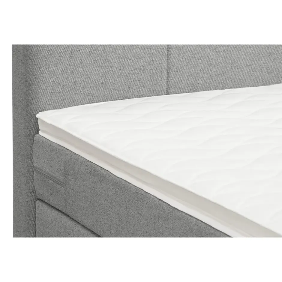 Boxspring met opbergruimte Liv geblokt - lichtgrijs - 160x200 cm