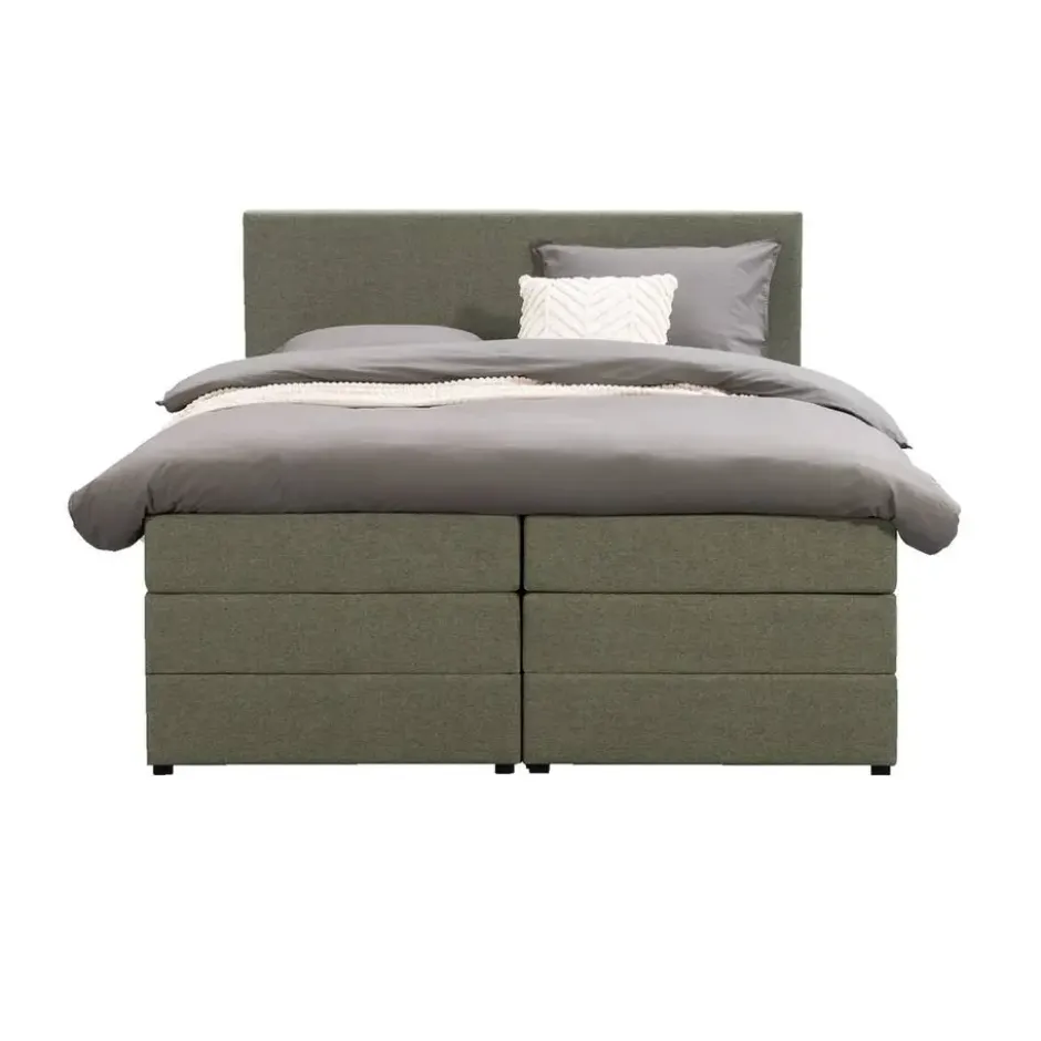 Boxspring met opbergruimte Liv egaal - groen - 140x200 cm