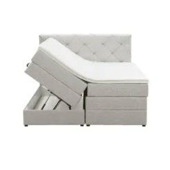 Boxspring met opbergruimte Liv geruit - ecru - 180x200 cm