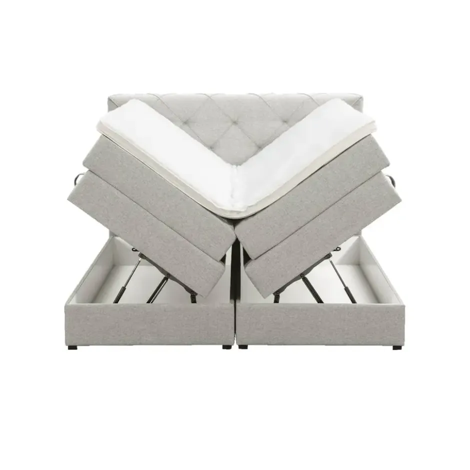 Boxspring met opbergruimte Liv geruit - ecru - 180x200 cm