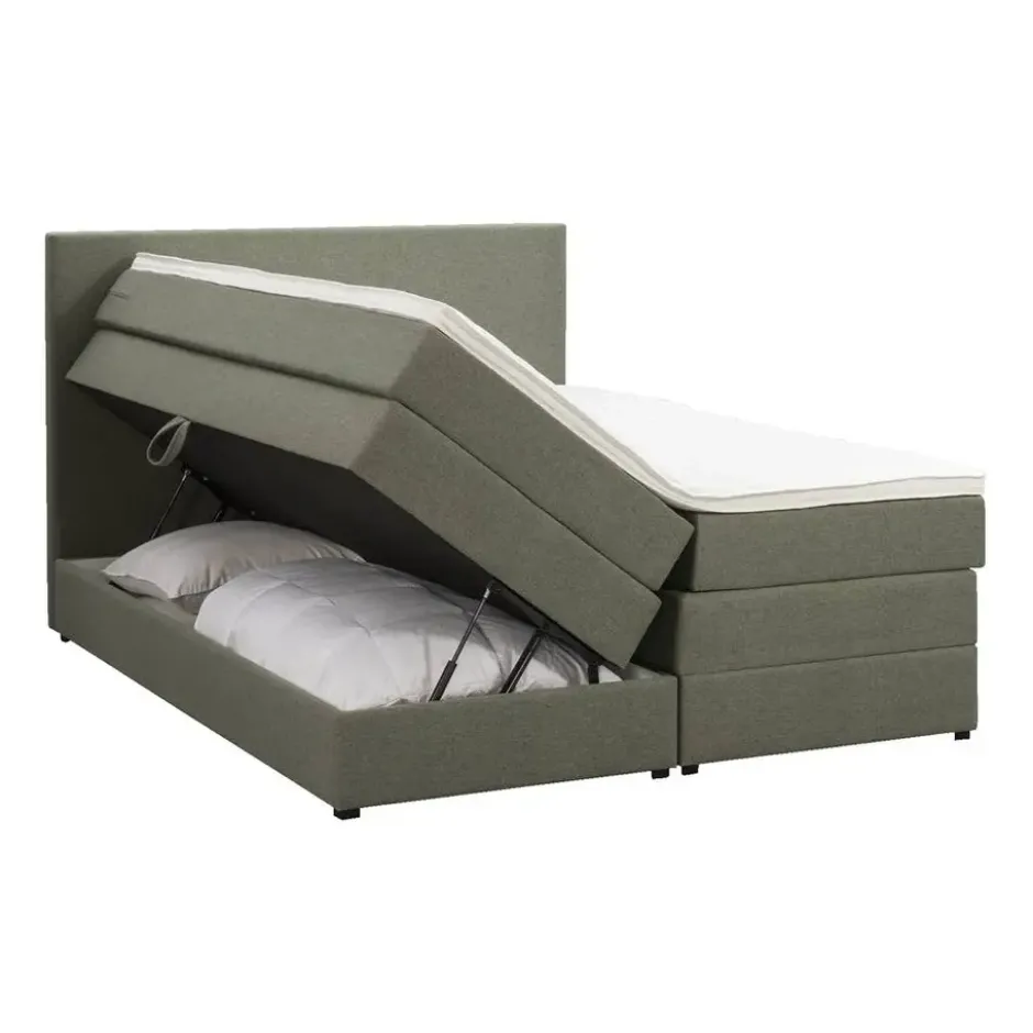 Boxspring met opbergruimte Liv egaal - groen - 180x200 cm