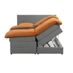 Boxspring met opbergruimte Liv egaal - lichtgrijs - 180x200 cm